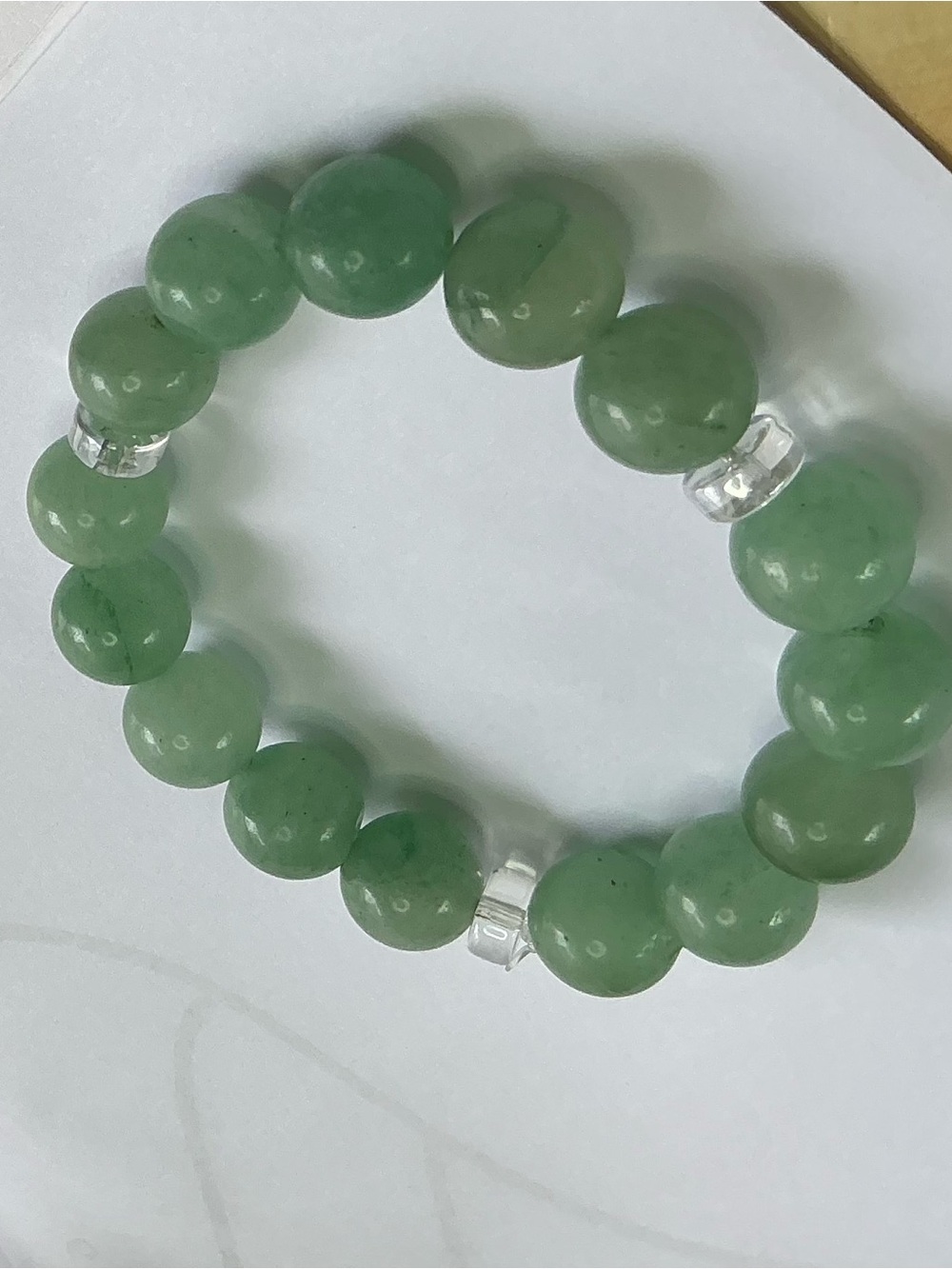 Green Jadeite Bead Stretch Bracelet